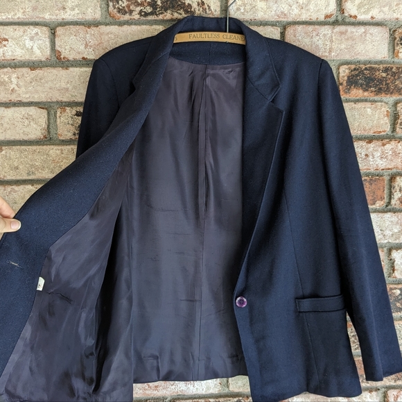 🕴️Vintage Wool Blazer 12 Oversized Navy Blue - Picture 3 of 6